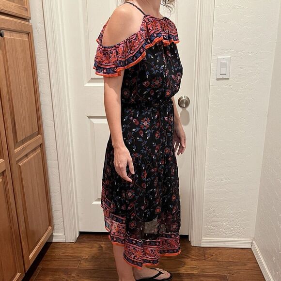 Joie Small Silk Summer Dress Off the Shoulder Low-High Lined - Picture 5 of 11